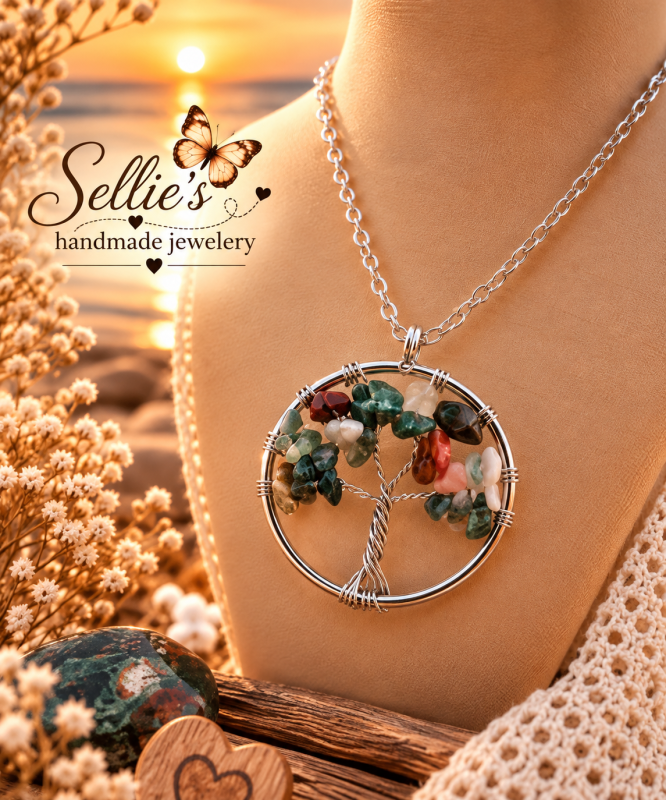Magische levensboom India agaat ketting