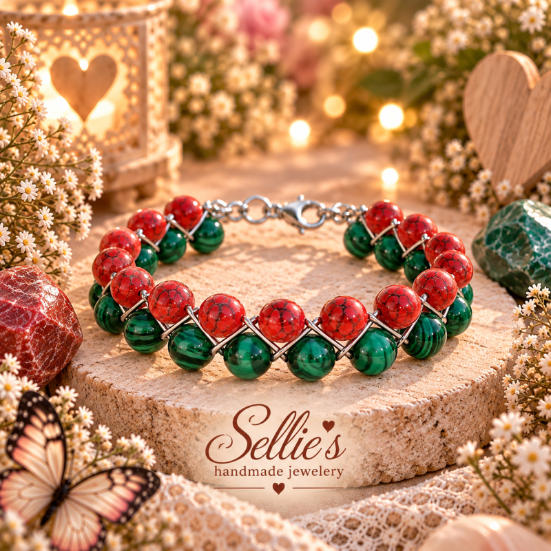 Magische Malachiet & Rode Howliet Armband