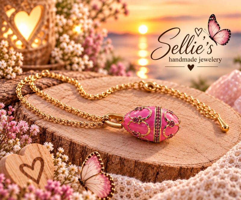 Magische roze sierbol ketting