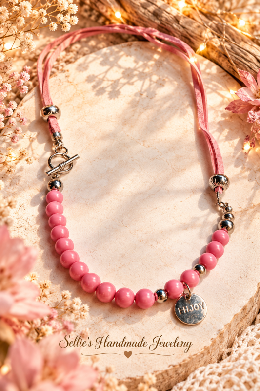 Magische roze kralen ketting