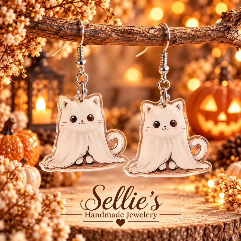 Magische halloween spook katten oorbellen