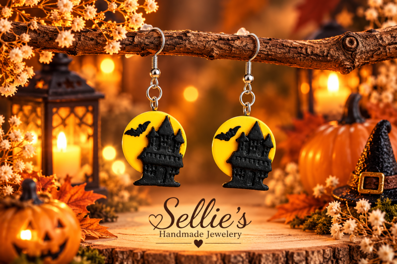 Magische Halloween kasteel oorbellen