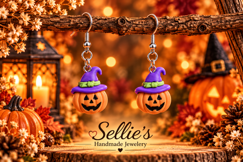 Magische halloween pompoen oorbellen