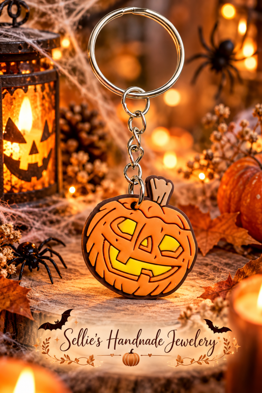 Magische halloween pompoen sleutelhanger
