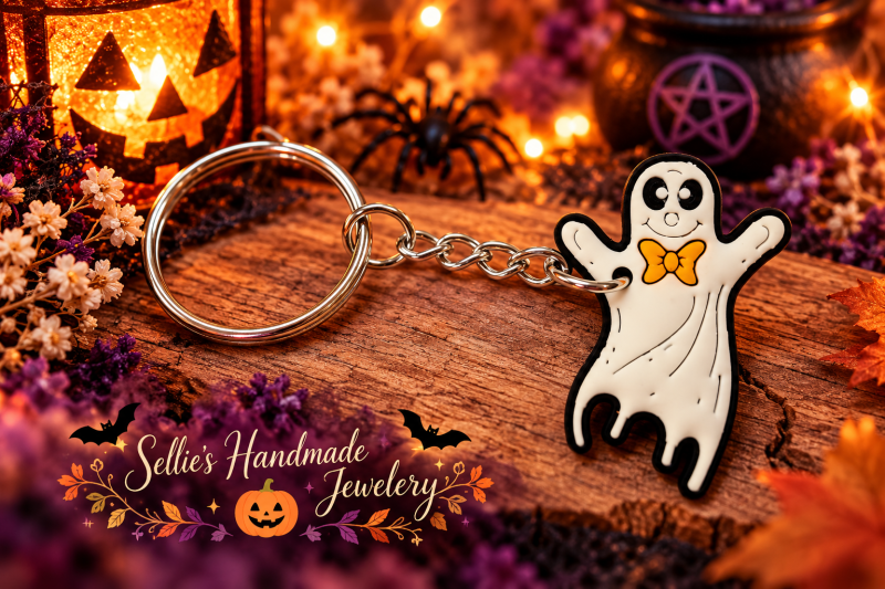 Magische Halloween spook sleutelhanger