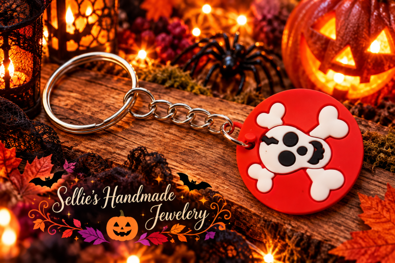 Magische Halloween skull rood sleutelhanger