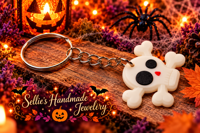 Magische halloween schedel sleutelhanger
