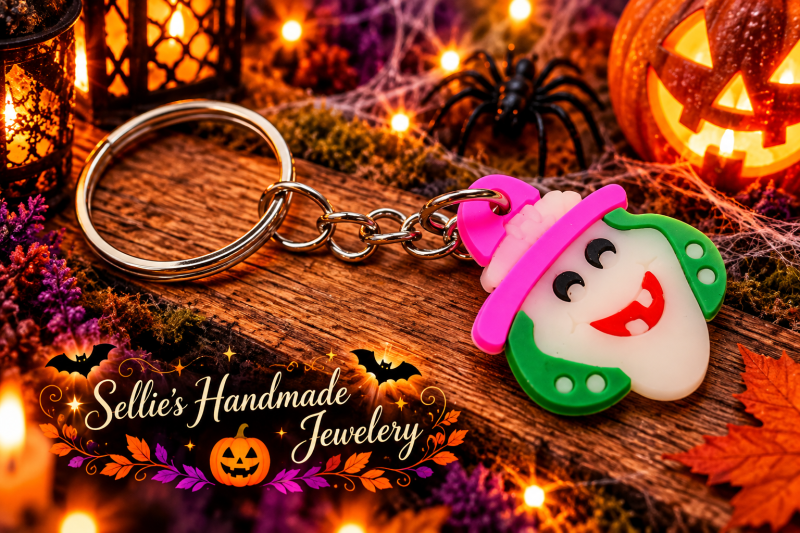 Magische halloween heksje sleutelhanger