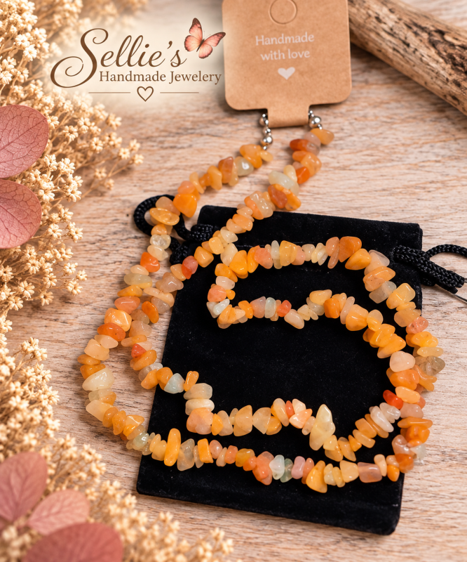Magische oranje calciet split edelsteen ketting