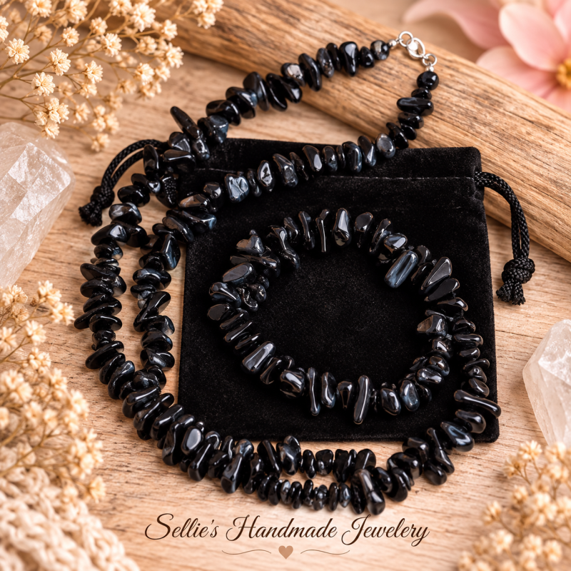 Magische obsidiaan split edelsteen ketting