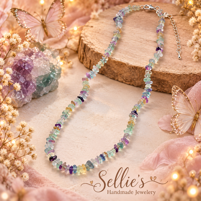 Magische fluoriet split edelsteen ketting