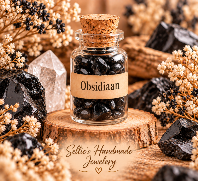 Magisch edelsteen flesje Obsidiaan