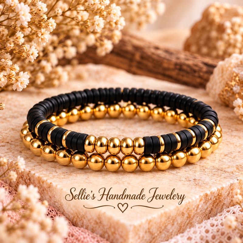 Magische zwart-goudkleurige armbandenset