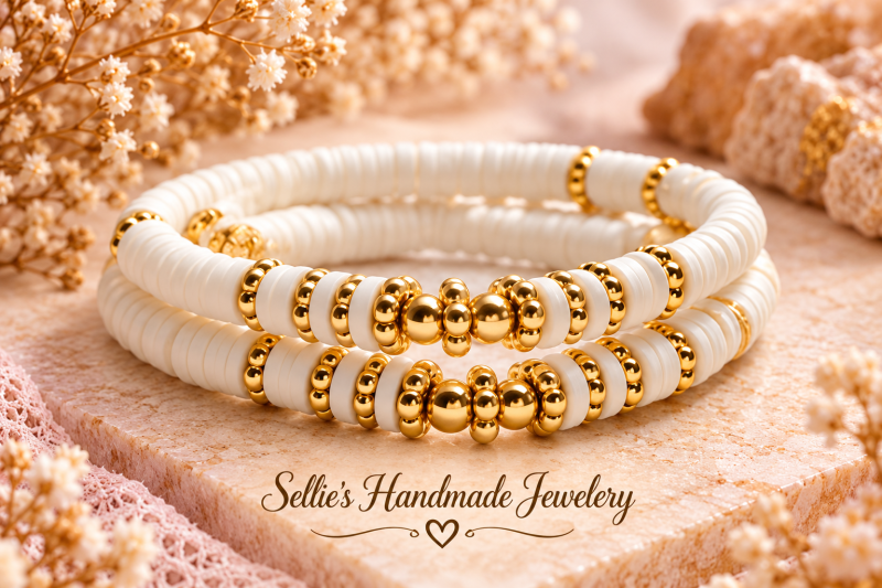 Magische wit-goudkleurige armbandenset