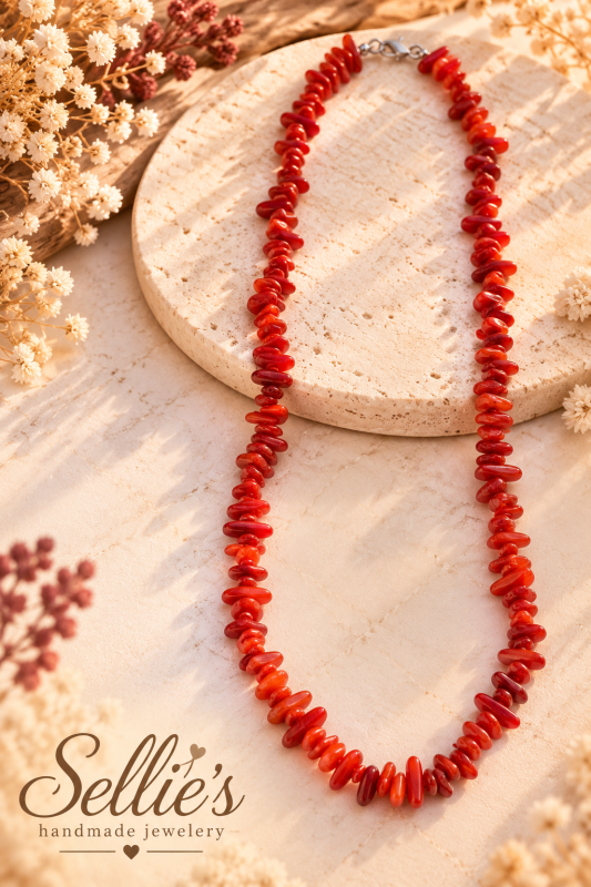 Magische rode schelpchips ketting