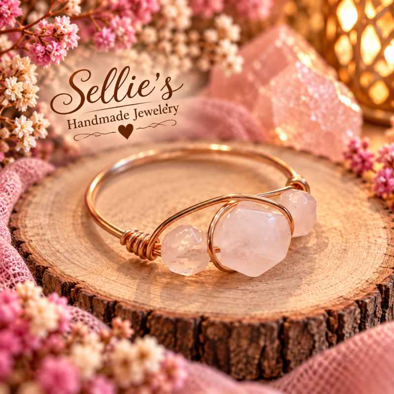 Magische rozenkwarts wire ring