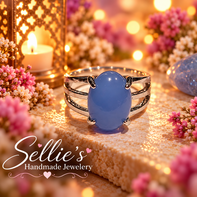 Magische blauwe chalcedoon ring